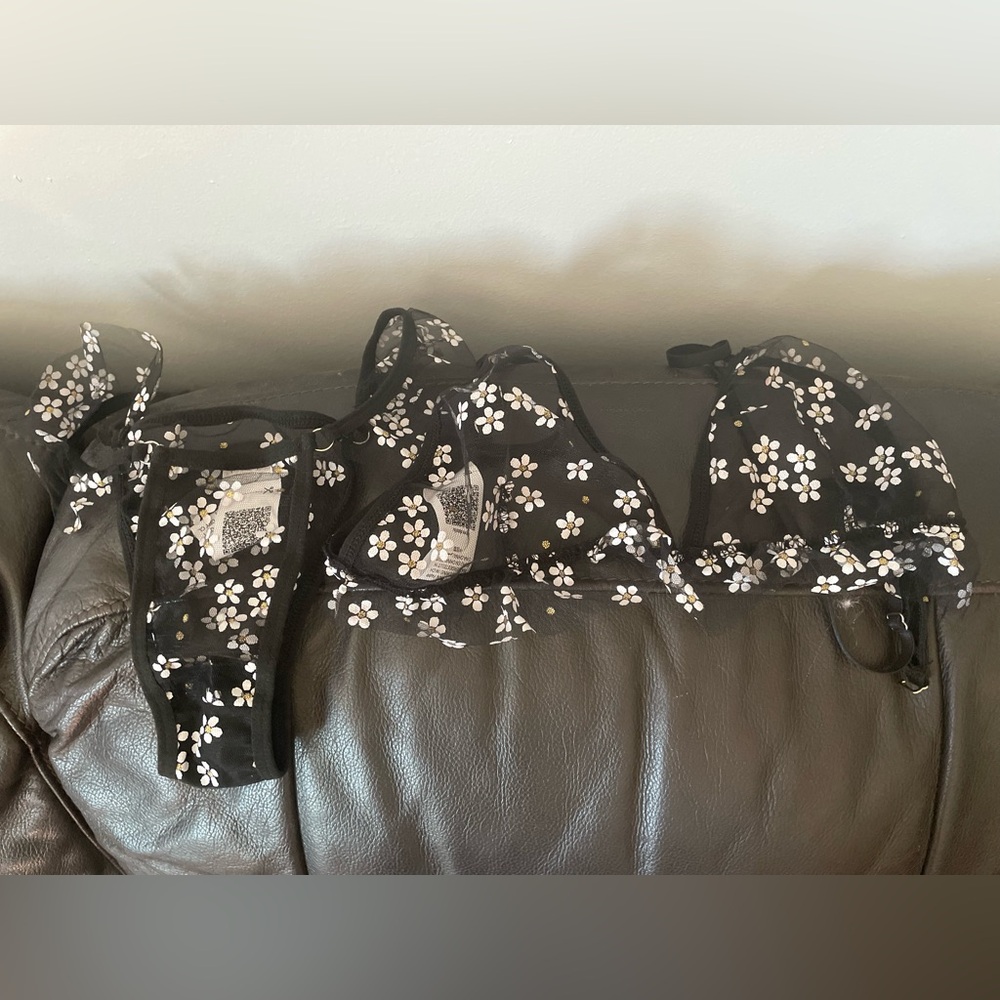 Black Lace Flower Lingerie